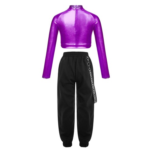 Girls Outfit 2 Piece Tracksuit Stage Performance Clothing Set Pocket Dancewear - Picture 40 of 84