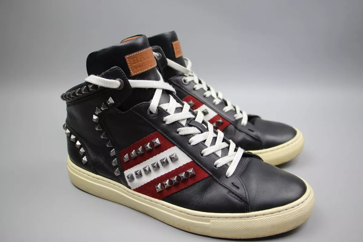 BALLY Hedern B Studded Mens High Top Black Used Sneakers Sz 41 US 8.5