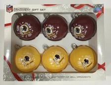 Washington Redskins Football 6 Pack Shatterproof Christmas Tree Ornament Box Set