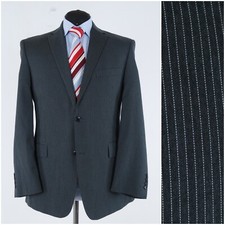 Mens Striped Dark Grey Blazer 42R UK Size ANGELO LITRICO Sport Coat Jacket