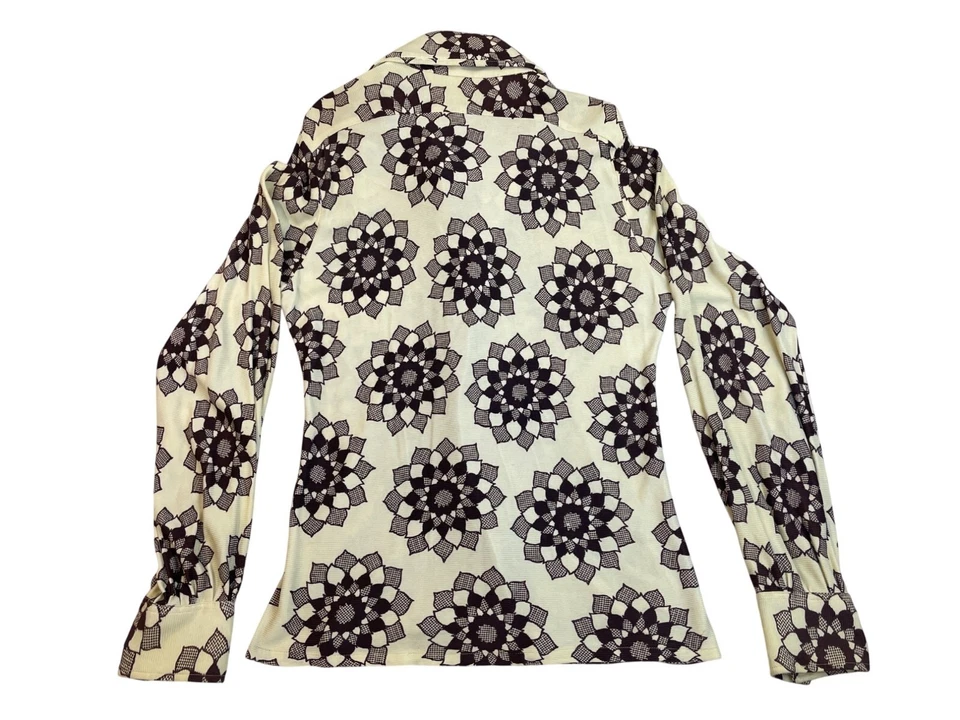 Vintage Jack Brommel Men's Beige Button-Down Floral Long Sleeve Blouse Sz L - Image 3 of 4