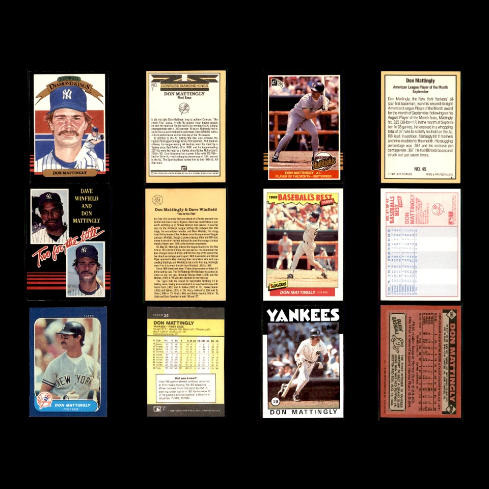 Лот из 104 бейсбольных карточек 1987 Donruss New York Yankees Don Mattingly MLB почти как новые - Изображение 3 из 4