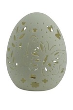 Osterei Creme Porzellan-Ei 15 cm oder 18 cm mit LED Licht dekorative Ausstanzung