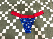 VTG Patriotic VS PINK Rare Lacey Low Rise Thick Band Thong Panty - Size: M