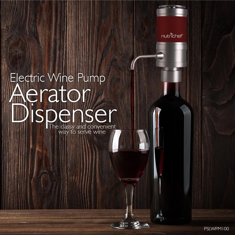 NutriChef Wine Dispenser, Automatic Electric Wine Aerator Pourer for Red & White