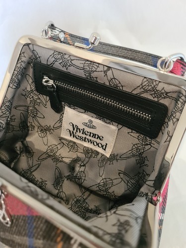 Vivienne Westwood Tartan Plaid Granny Frame Purse bag chain shoulder Strap - Picture 13 of 14