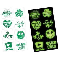 St. Patrick's Day Irish Holiday Theme Party Favor Glow Foil Temporary Tattoos