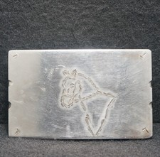 WH07107 AMAZING VINTAGE 1970s HORSE ARTWORKSTAIM:ESS STEEL BELT BUCKLE