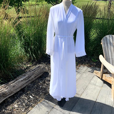 Vintage 2 pc Nightgown Robe Peignoir Set S-M White Sheer Lace Bridal Romantic