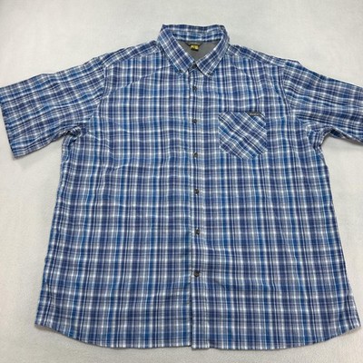 Eddie Bauer First Ascent Shirt Mens 2XL Blue Plaid Short Sleeve Stretch Casual