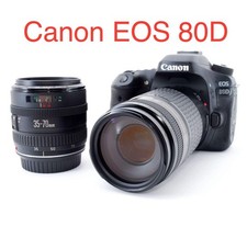 Canon EOS 80D Digital SLR Camera with Dual Lenses EF 35-70mm 75-300mm Set