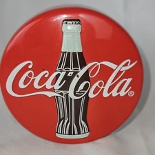 1996 UNUSED COCA-COLA BUTTON STYLE SIGN COLLECTIBLE HEAVY PAPERWEIGHT NEW IN BOX