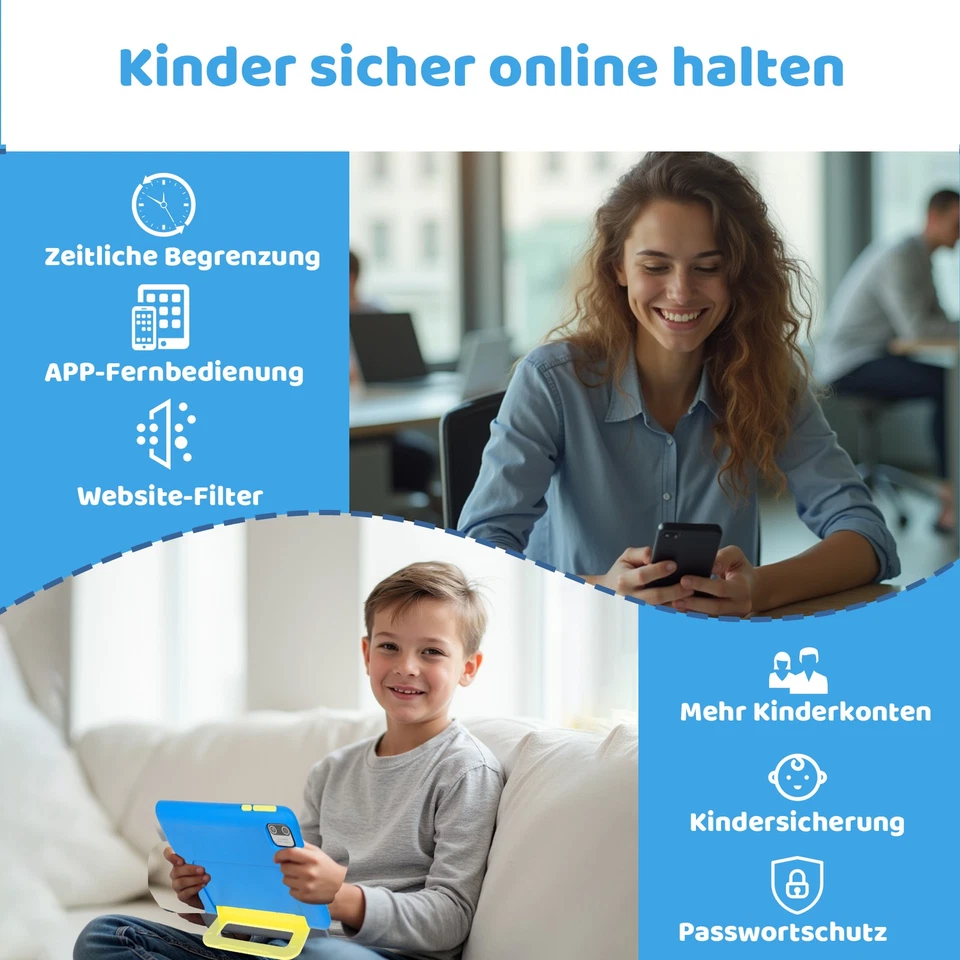 7 Zoll Kinder Tablet Android 13, 8GB RAM 64GB ROM, Kindersicherung Bluetooth - Bild 3 von 4