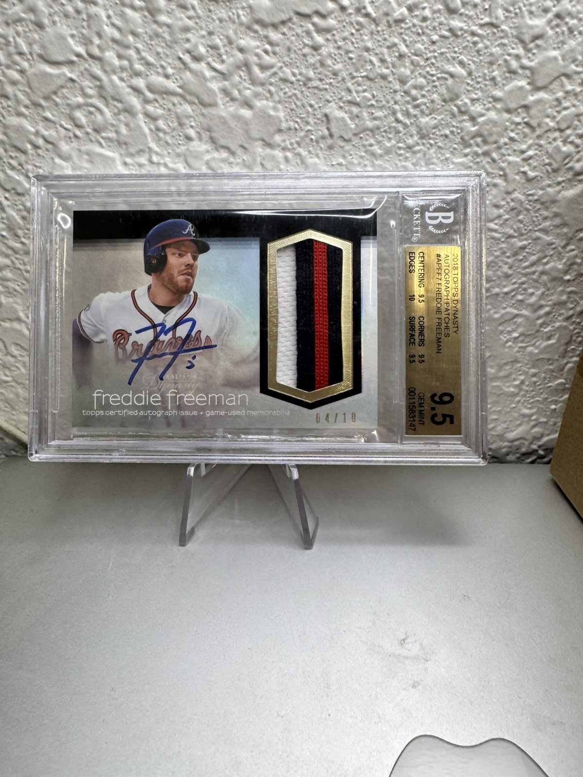 FREDDIE FREEMAN 2018 TOPPS DYNASTY #AP-FF7 4/10 Beckett 9.5 auto 10