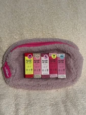 Innbeauty Project Glaze Lip Oil Set of 5 w/Pink Teddy Cosmetic Bag