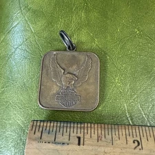 Vintage 1970’sHarley Davidson Solid Brass Keychain Eagle Soaring Bar Shield