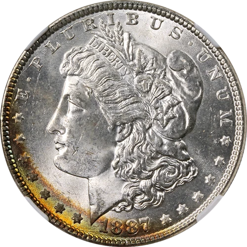 1887-P Morgan Silver Dollar NGC MS64 - Toning