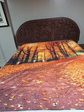 EUC Autumn Trees Shower Curtain 72" x 72" Used as backdrop Metal Grommets