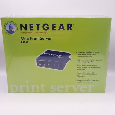 NETGEAR PS101 Mini Print Server Parallel Port Ethernet 10/100 Mbps NEW SEALED