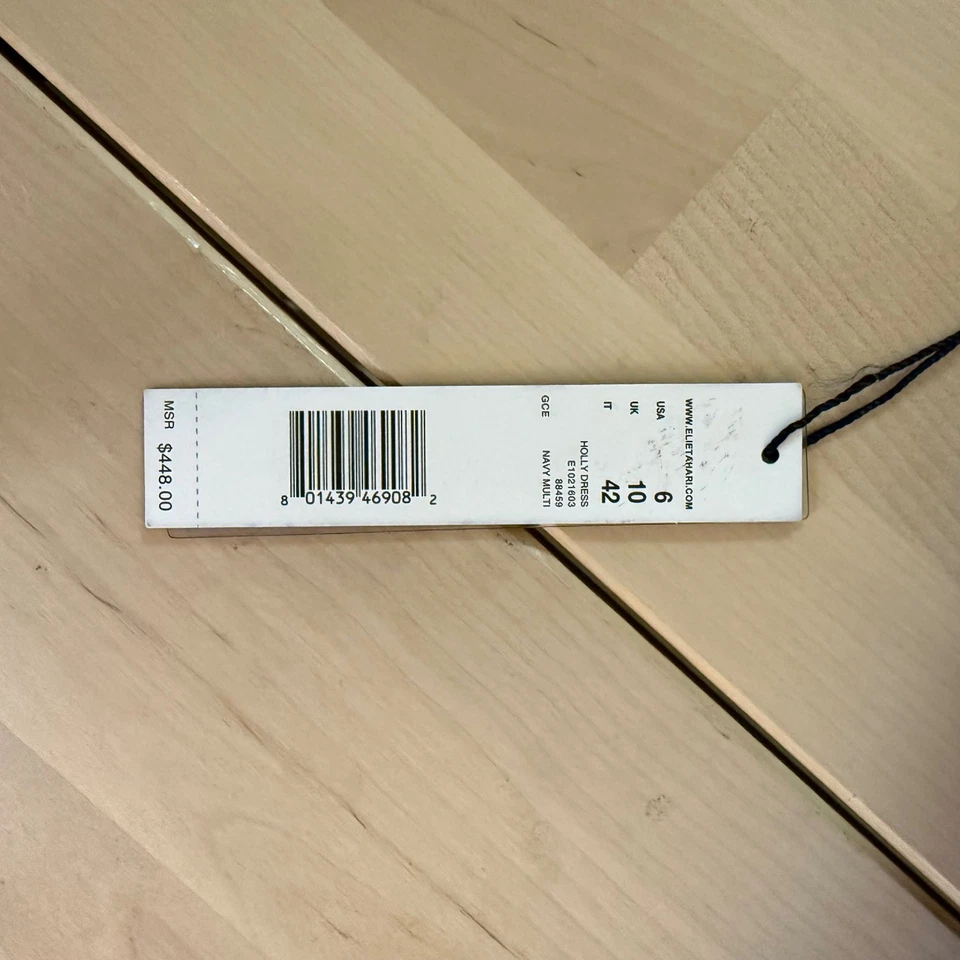 Nuevo con etiquetas Vestido Elie Tahari Precio de venta sugerido por el fabricante $448 Azul Marino Multi Geométrico Mezcla de Seda Sin Mangas Foto 2 de 4