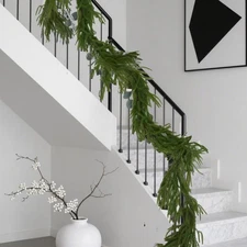 Norfolk Pine Garland 2 Pack, 6FT Real Touch Artificial Christmas Greenery for...