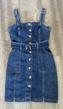 H&M Divided Blue Denim Button-Front Belted Mini Dress w/ Pockets, Size XS