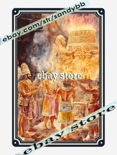 Temple Ceremony Metal Tin Sign Egyptian Ritual Scene ancient culture