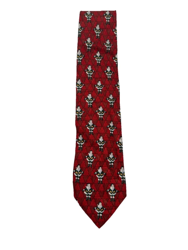 Corbata de seda Ermenegildo Zegna Holiday roja Papá Noel árboles de Navidad de lujo Foto 2 de 4