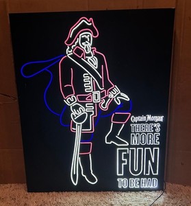 CAPTAIN MORGAN RUM MOTION LIGHTED LED SIGN-BAR-LIQUOR-PIRATE-THERE'S MORE FUN
