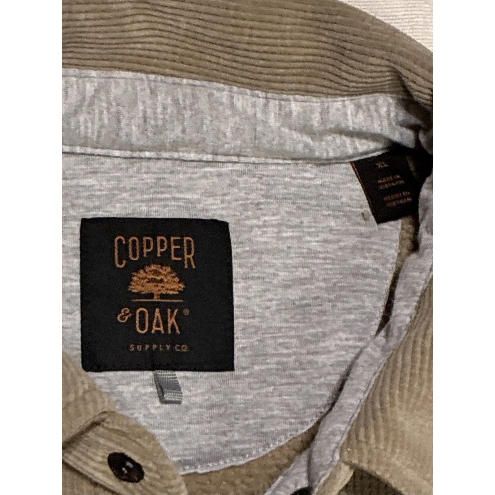 Copper & Oak Corduroy Shirt Jacket Tan Beige Fleece Lined Snap Closure Mens XL image 4