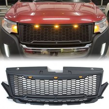 Black Front Grille Fit For Ford Edge 2011-2014 With Led Light Bumper Grill