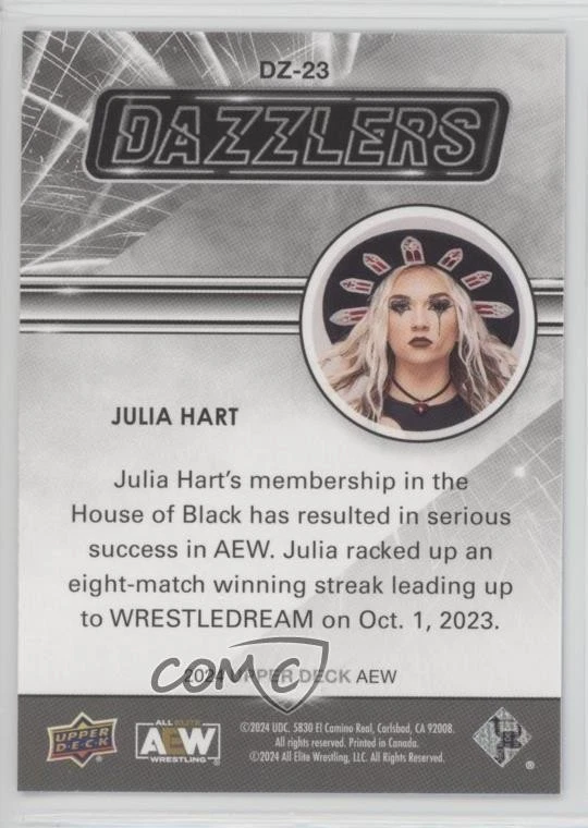 2024 Upper Deck AEW All Elite Wrestling Dazzlers Blue Julia Hart #DZ-23 - Image 2 of 2