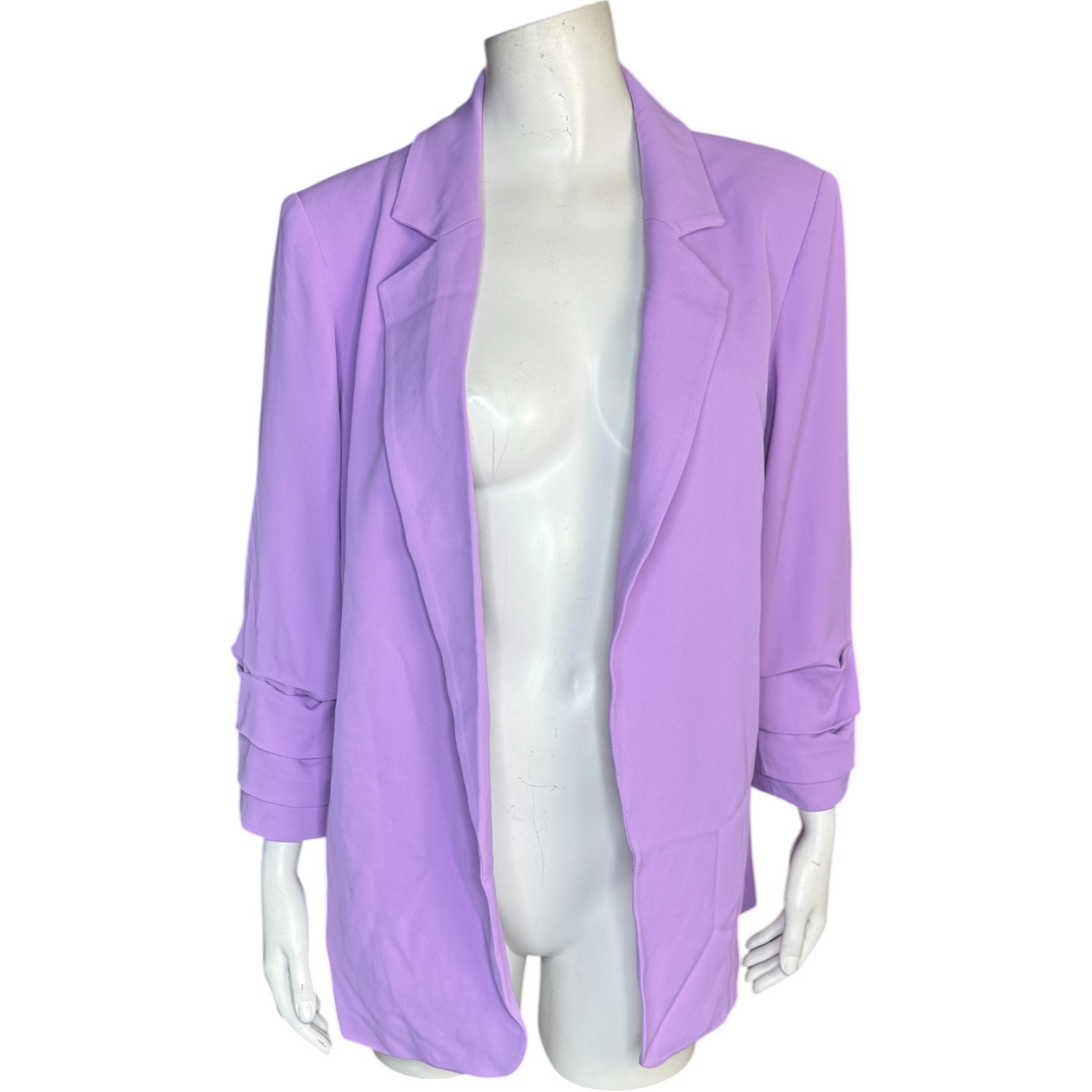 nicole by Nicole Miller Stretch Crepe Blazer with Ruched Sleeves Liliac Small