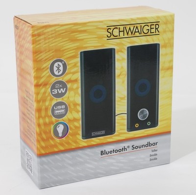 Bluetooth Lautsprecher BSB23 SCHWAIGER Stereoboxen RGB Lichteffekt teilbar 6W