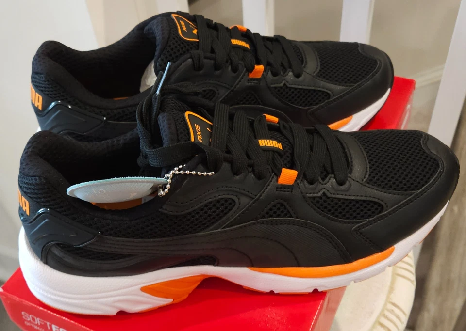 Puma Axis Plus 90s Sneakers Black/Orange 370287-01 Men’s 10.5 New w/ Box - Image 3 of 4