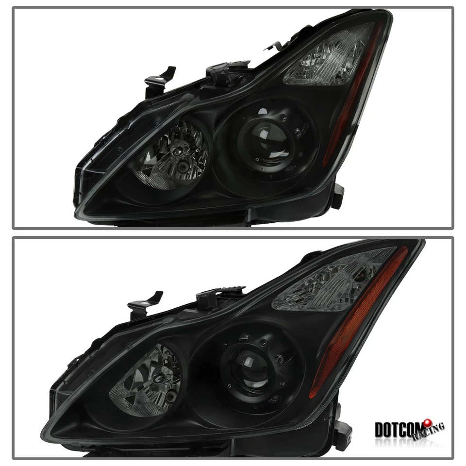 Black/Smoke Fit 2008-2013 Infiniti G37 Coupe 2Dr Projector Headlights Lamps - Image 3 of 4
