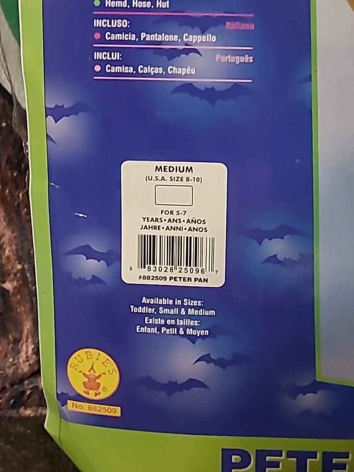 Disfraz Peter Pan niño perdido niño/niño pequeño mediano 5-7-nuevo en paquete Foto 4 de 4