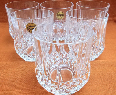 Vtg Cristal d'Arques 24% Lead Crystal Whiskey Glasses   3.75  H Discontinued APA