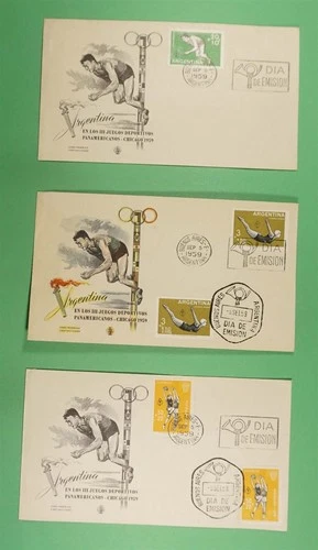 DR WHO 1959 ARGENTINA 5 FDC OLYMPICS SPORTS COMBO R40069