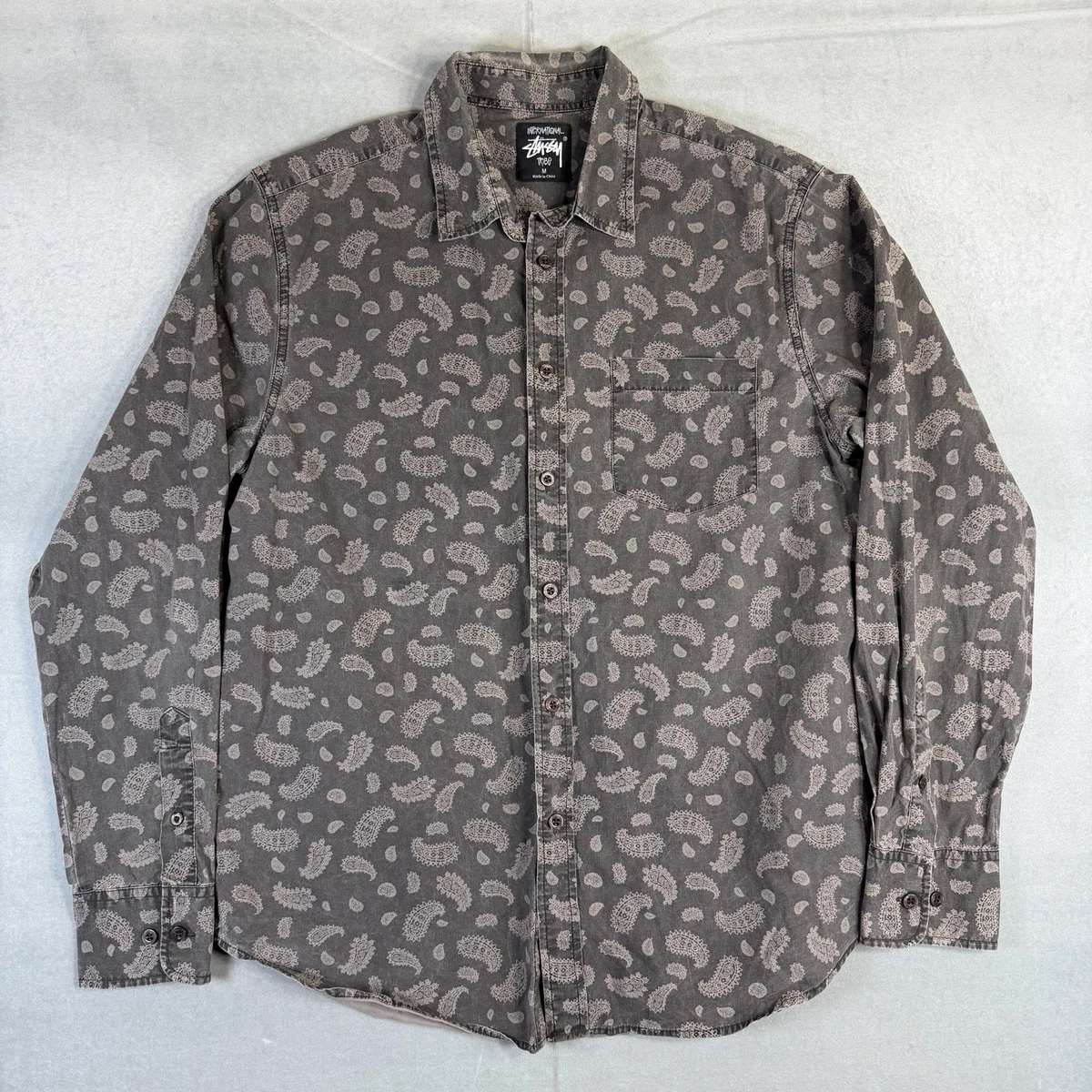 Stussy Paisley Button-Up Casual Button-Down Shirts for Men for
