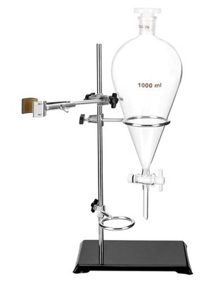 QWORK 1000ml Heavy Wall Conical Separating Funnel with 24/29 Transparent 
