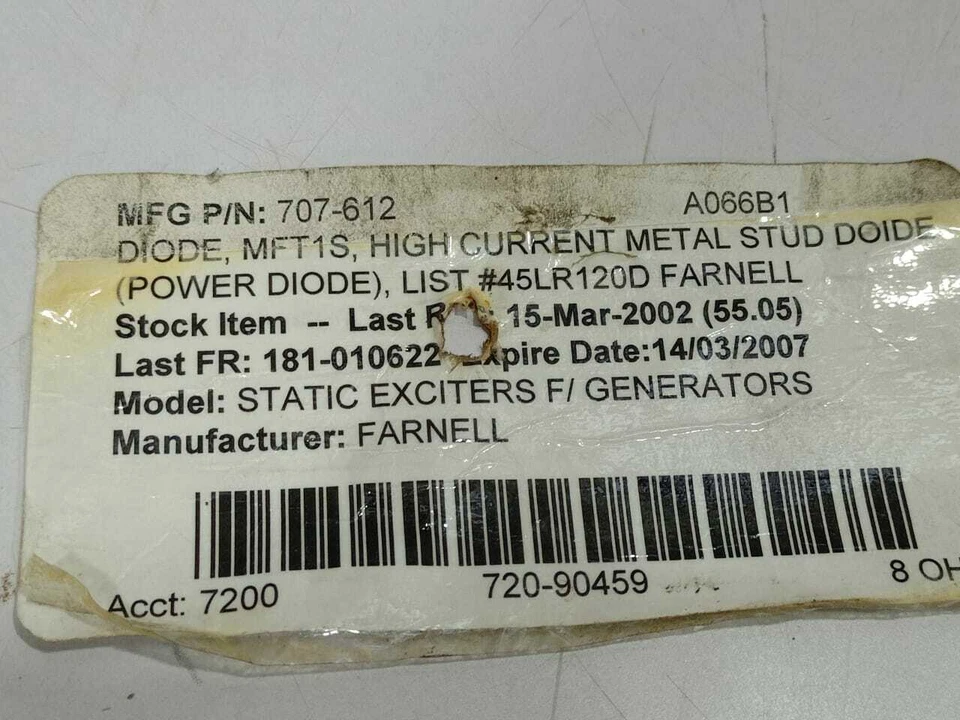 IR 45LR120D Diode Farnfll 707-612 Diode MFT1S High Current Metal Stud Diode  - Image 4 of 4