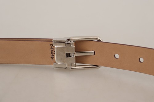 Dolce & Gabbana Cinturón Marrón Cuero Clásico Plata Logo Metal Hebilla S. 90cm/3 - Imagen 6 de 9