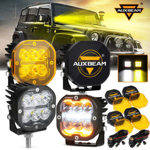 AUXBEAM 3" INCH Amber White LED Work Light Pods Offroad Fog Lamp For Dodge Ram - Picture 53 of 66