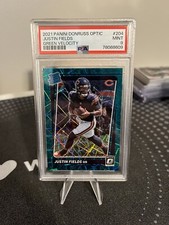 Justin Fields 2021 Panini Donruss Optic RC Rated Rookie Green Velocity PSA 9