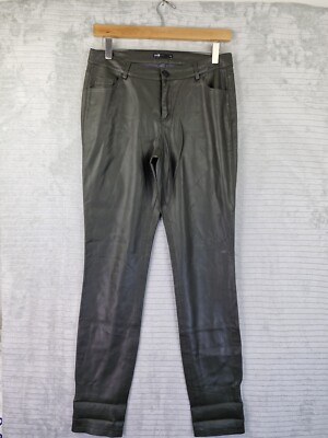 Oodji Ultra Womens Dark Green Faux Leather Trousers Size EU 38 UK 10 VGC