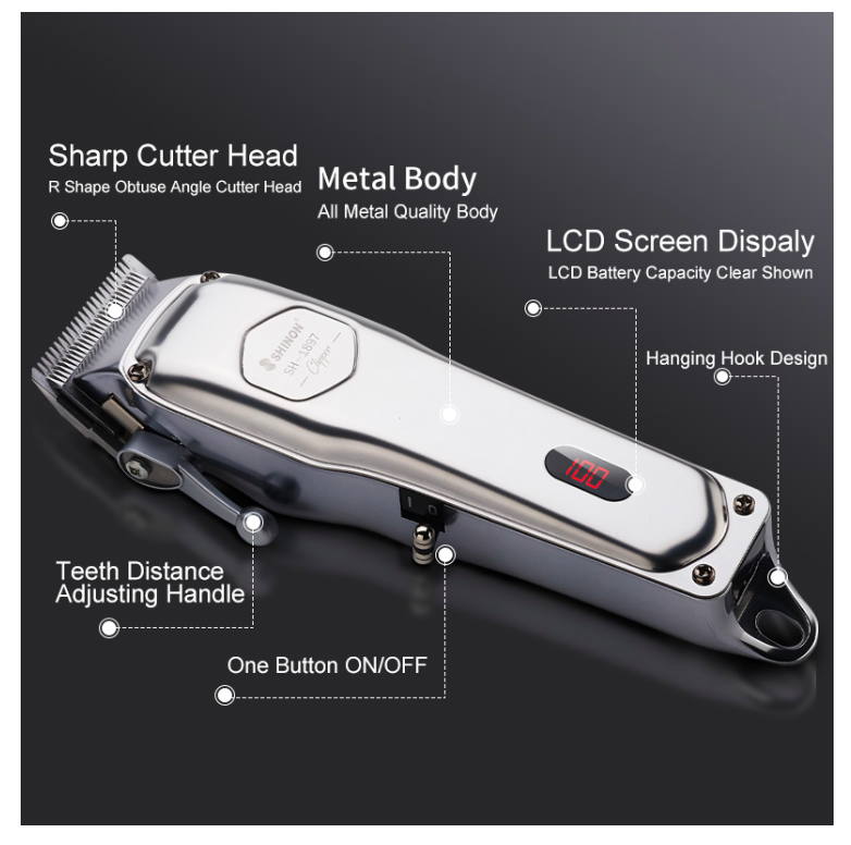 All-metal Professional Hair Clipper Electric Cordless Hair Trimmer