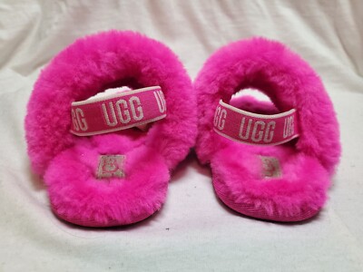 Ugg Fluff Yeah Hot Pink Kids Girls Sheepskin Slingback