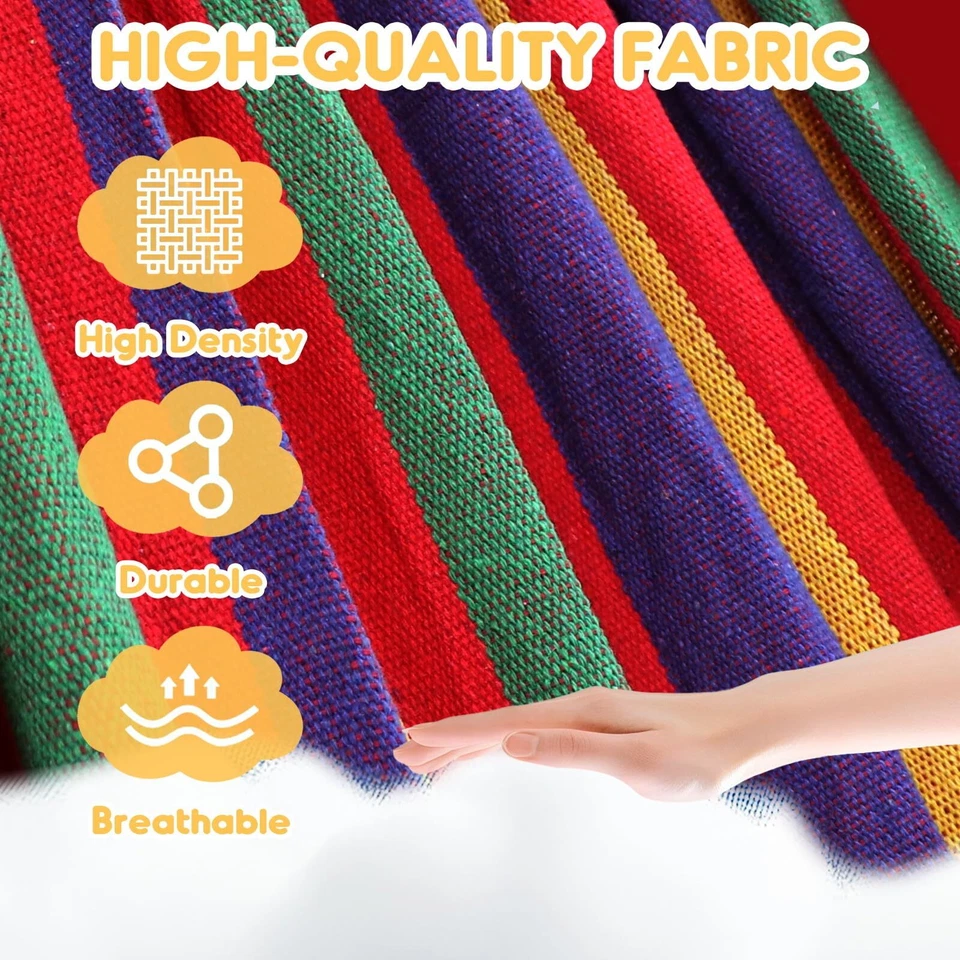 Portable Cotton Hammock with Tree Straps 660lbs Capacity for Camping - Image 2 of 4