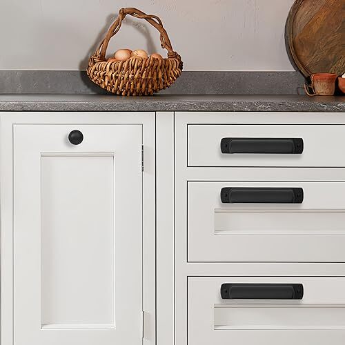 10 Pack 3" Drawer Pulls Matte Black Cup Pulls Kitchen Hardware